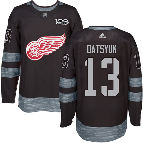 Adidas Red Wings #13 Pavel Datsyuk Black 1917-100th Anniversary Stitched NHL Jersey